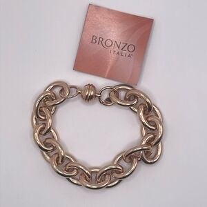 Bronzo Milor Italy Rose Gold Chunky Chain Bracelet Magnetic Closure